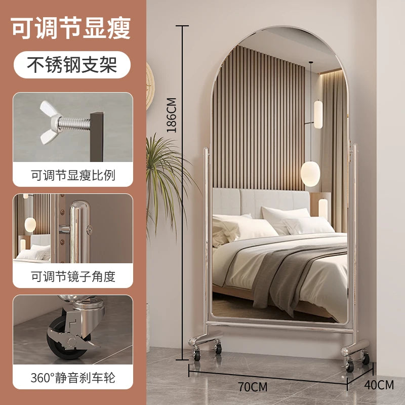 Stainless Steel Full-Length Floor Mirror