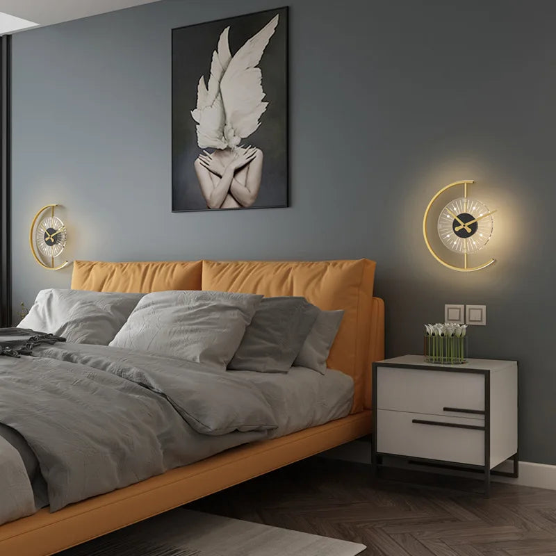 SANDYHA Nordic Clock Wall Lamp
