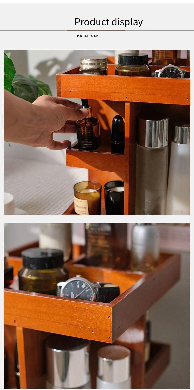 Wooden Rotating Cosmetics Storage Rack