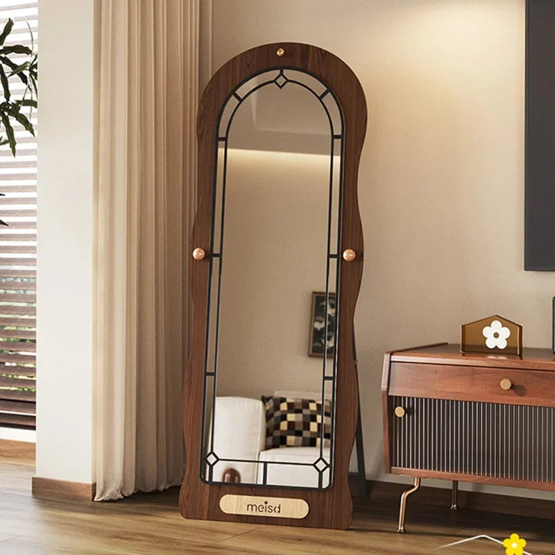 Wooden Wavy Full-Length Mirror