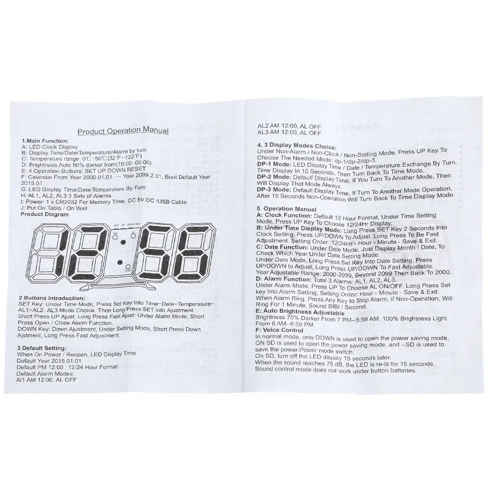3D LED Digital Wall Clock