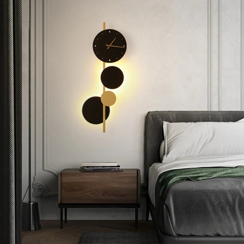 Nordic LED Clock Wall Light