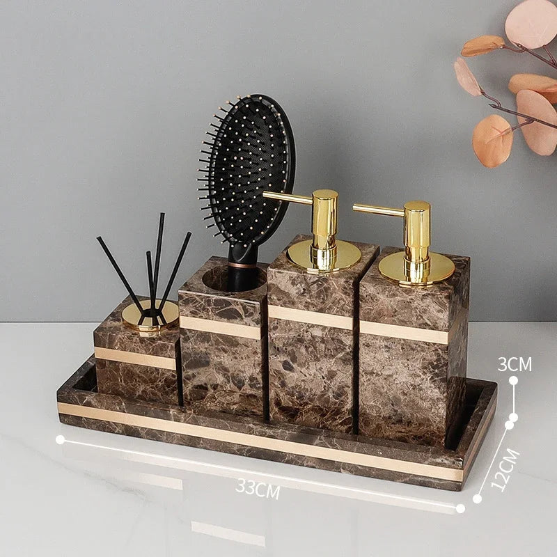 Emperador Dark Marble Bathroom Set