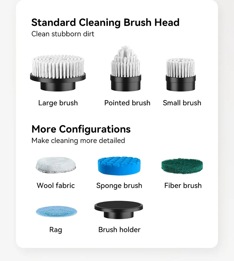 Electric Cleaning Brush – Handheld Cordless Spin Scrubber with 7 Heads