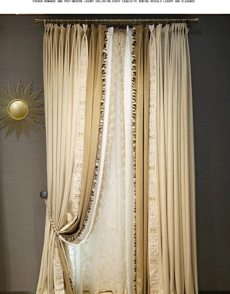 Luxury European Velvet Embroidered Blackout Curtains