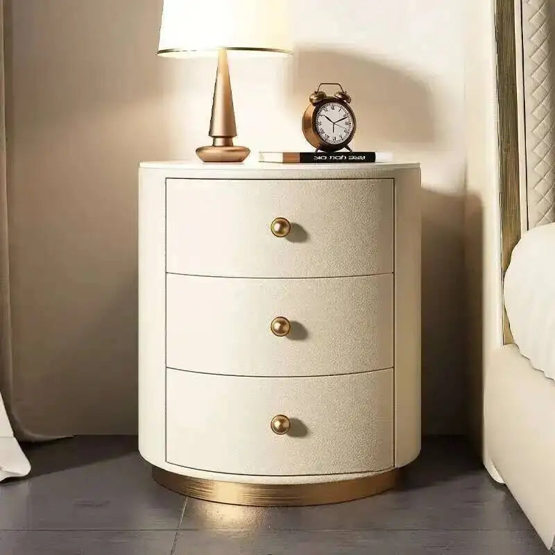Luxury Solid Wood Round Bedside Table