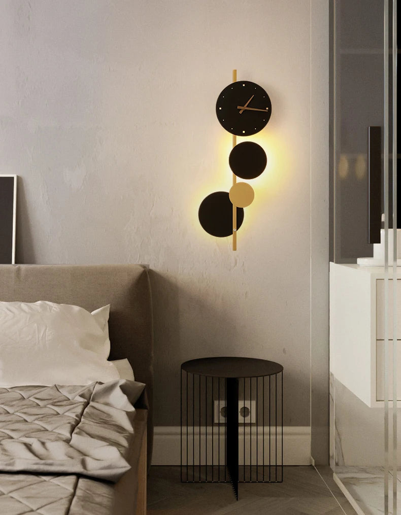 Nordic LED Clock Wall Light