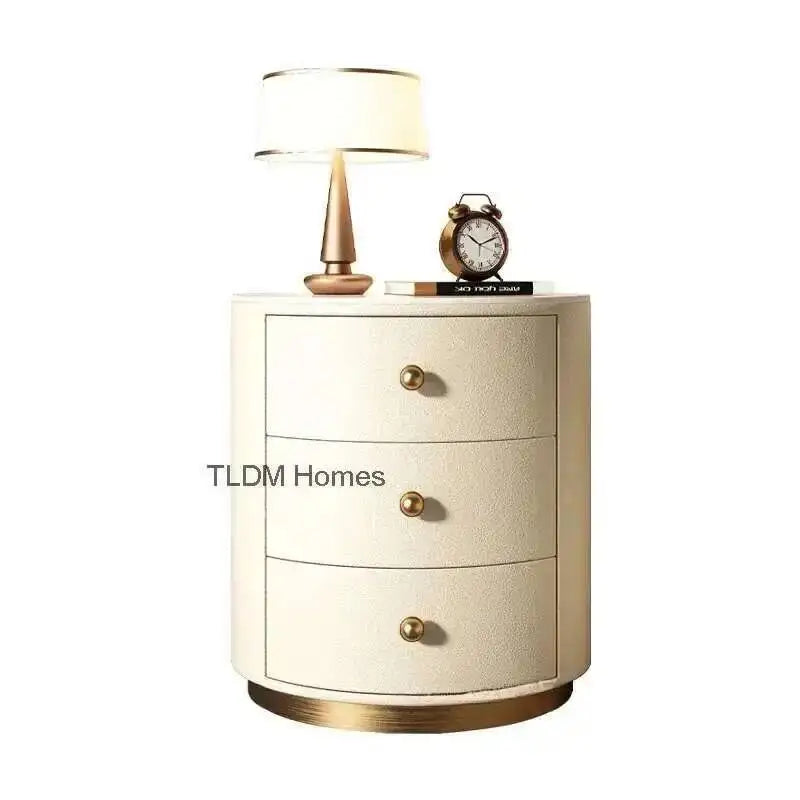 Luxury Solid Wood Round Bedside Table