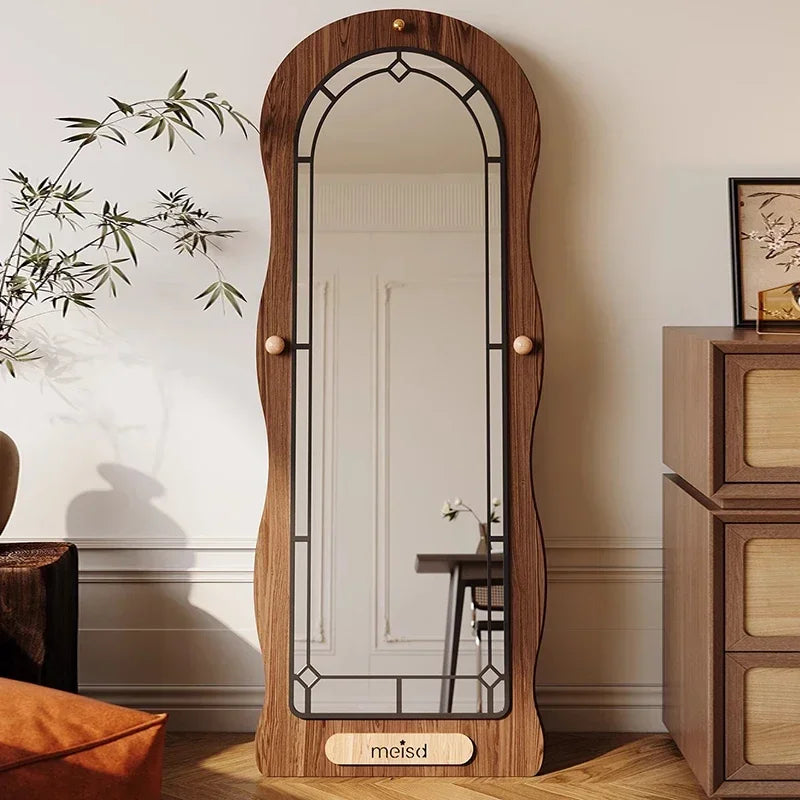 Wooden Wavy Full-Length Mirror
