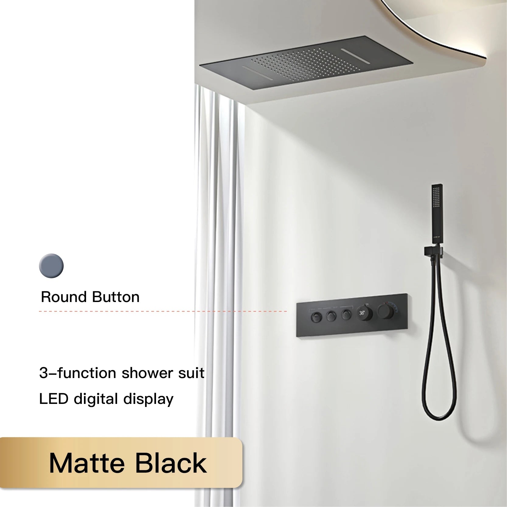 Luxury Black Brass Shower System