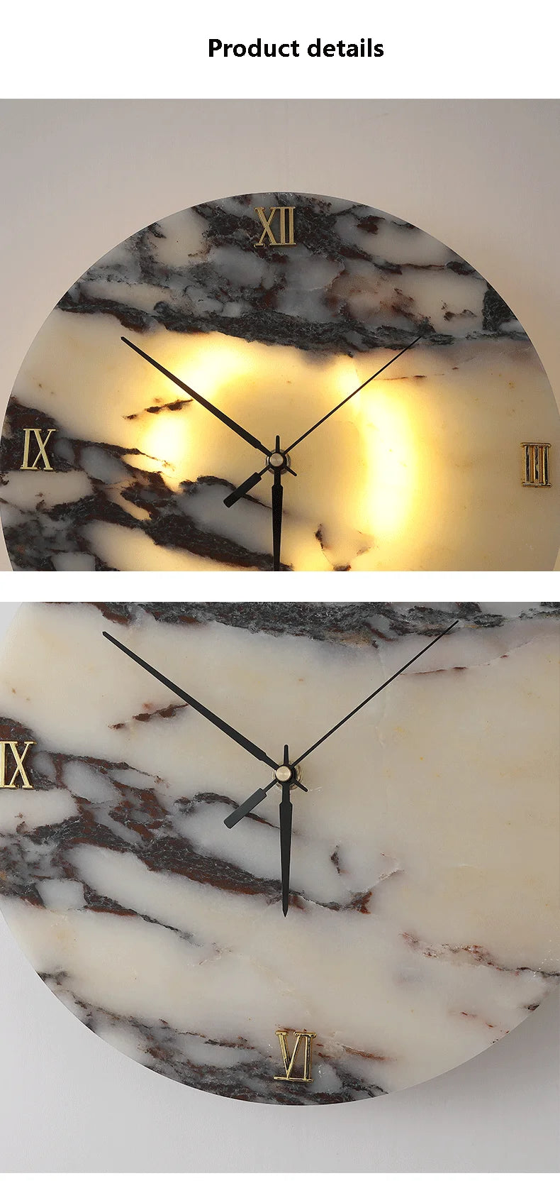 Round Alabaster Wall Lamp with Clock
