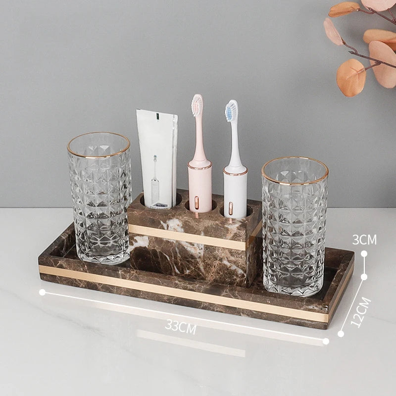 Emperador Dark Marble Bathroom Set