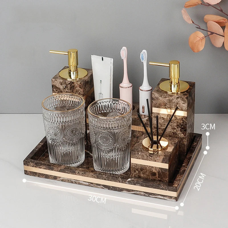 Emperador Dark Marble Bathroom Set