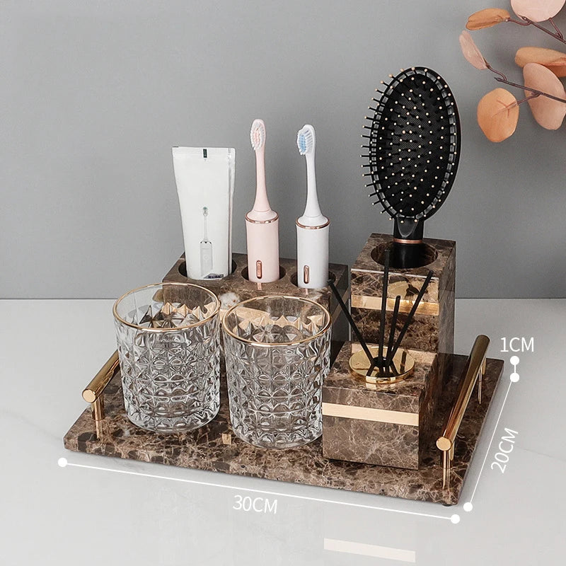 Emperador Dark Marble Bathroom Set
