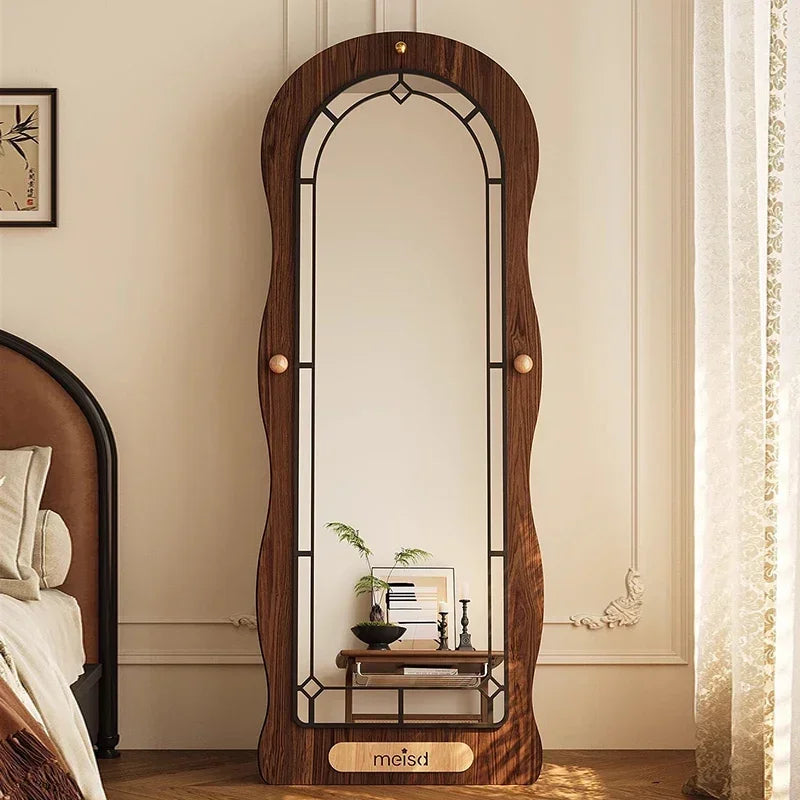 Wooden Wavy Full-Length Mirror
