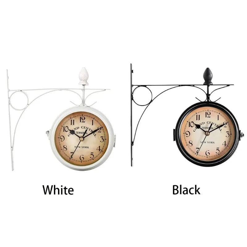 Retro Double-Sided Outdoor Wall Clock