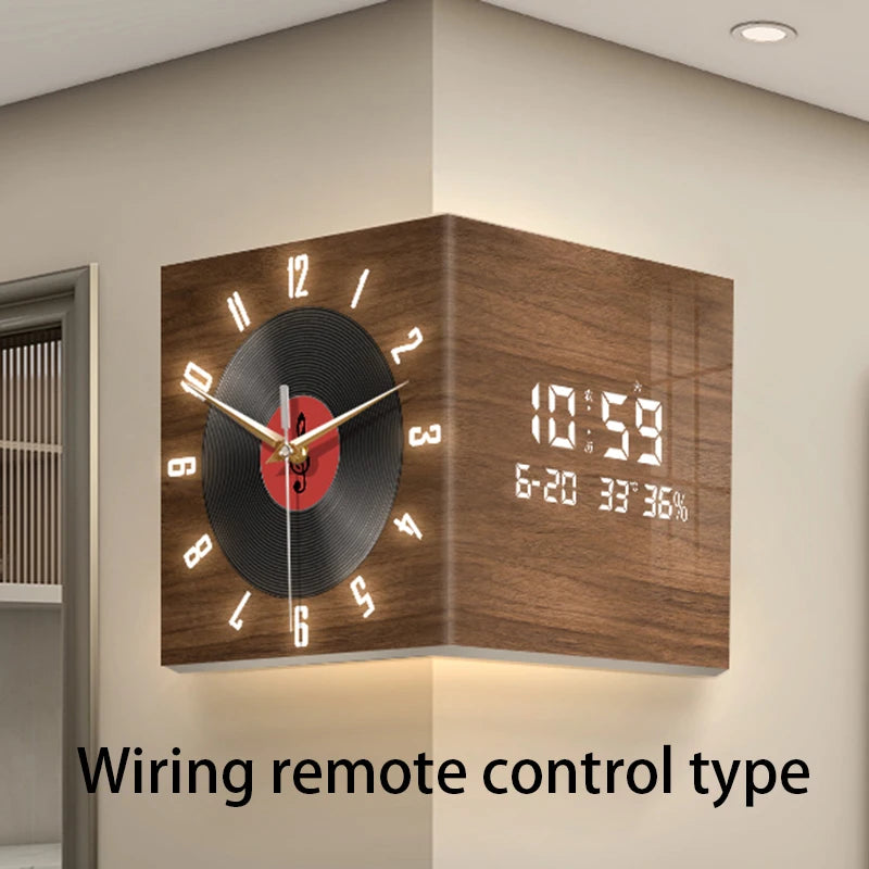 Modern Wall Clocks Living Room Large Corner Clock Elegant Led Digital Wall Clock Electronic Calendar Noiseless Clocks Home Decor
