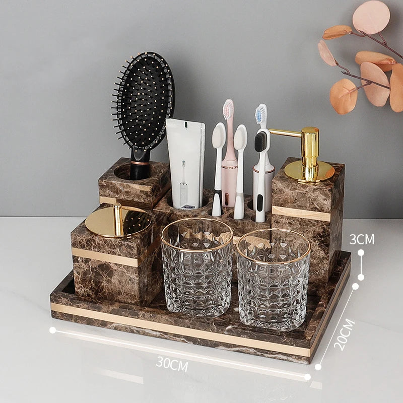 Emperador Dark Marble Bathroom Set