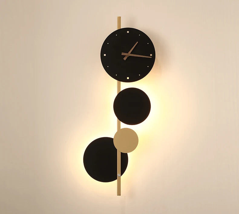 Nordic LED Clock Wall Light