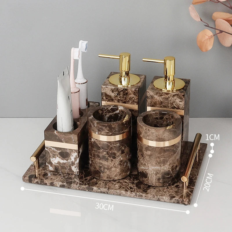 Emperador Dark Marble Bathroom Set
