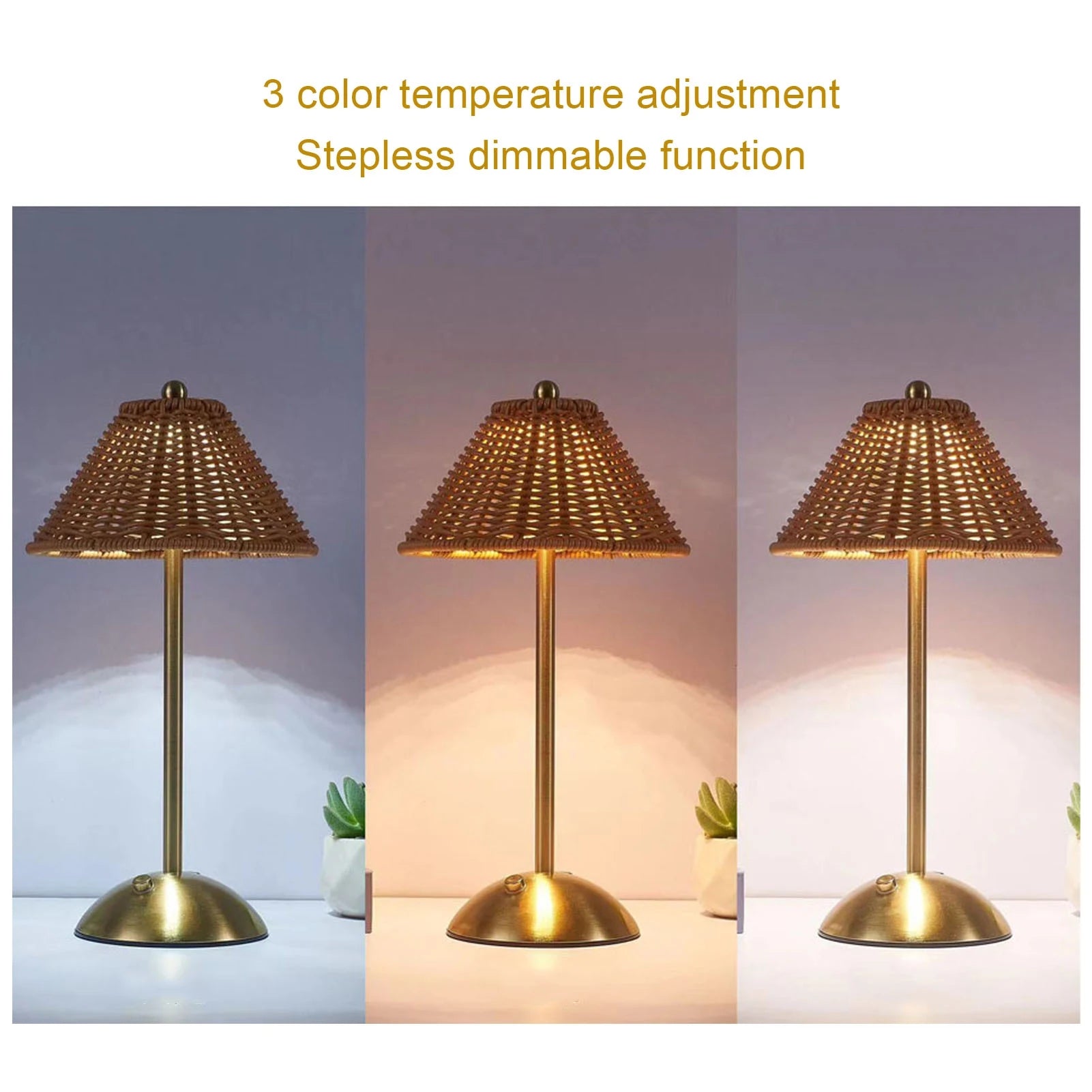 LED Rechargeable Rattan Table Lamp