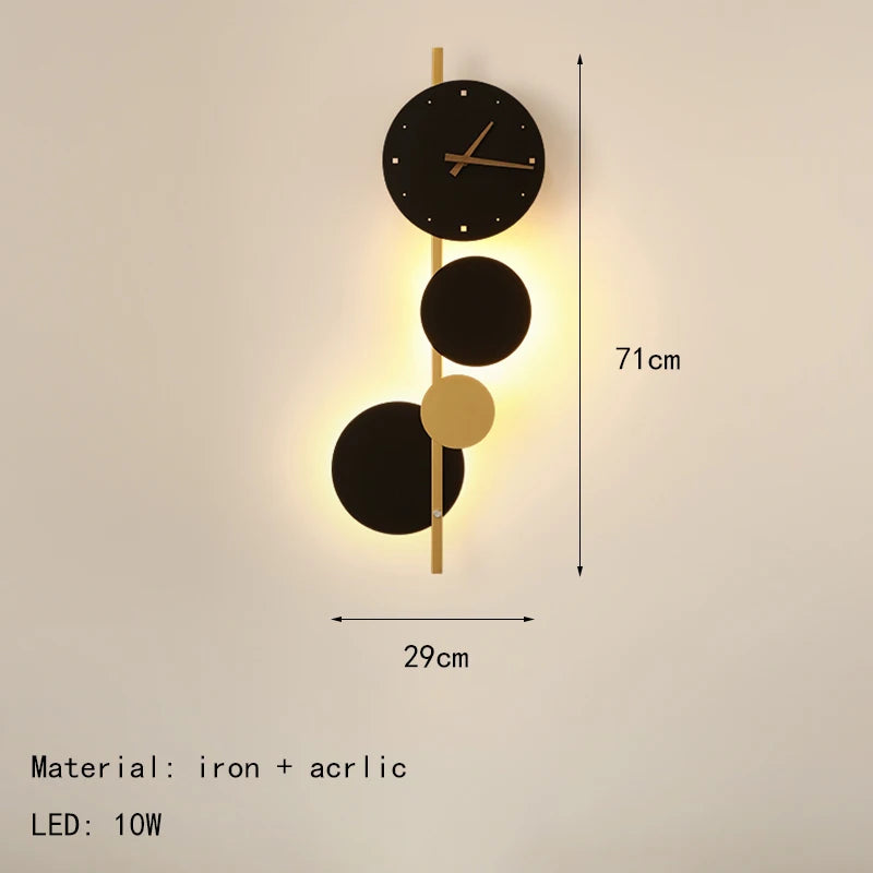 Nordic LED Clock Wall Light