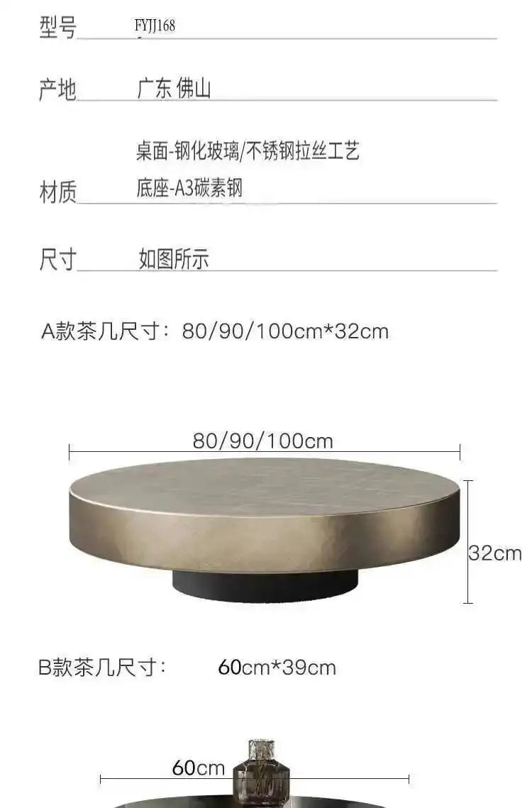 Luxury Round Stainless Steel Coffee Table