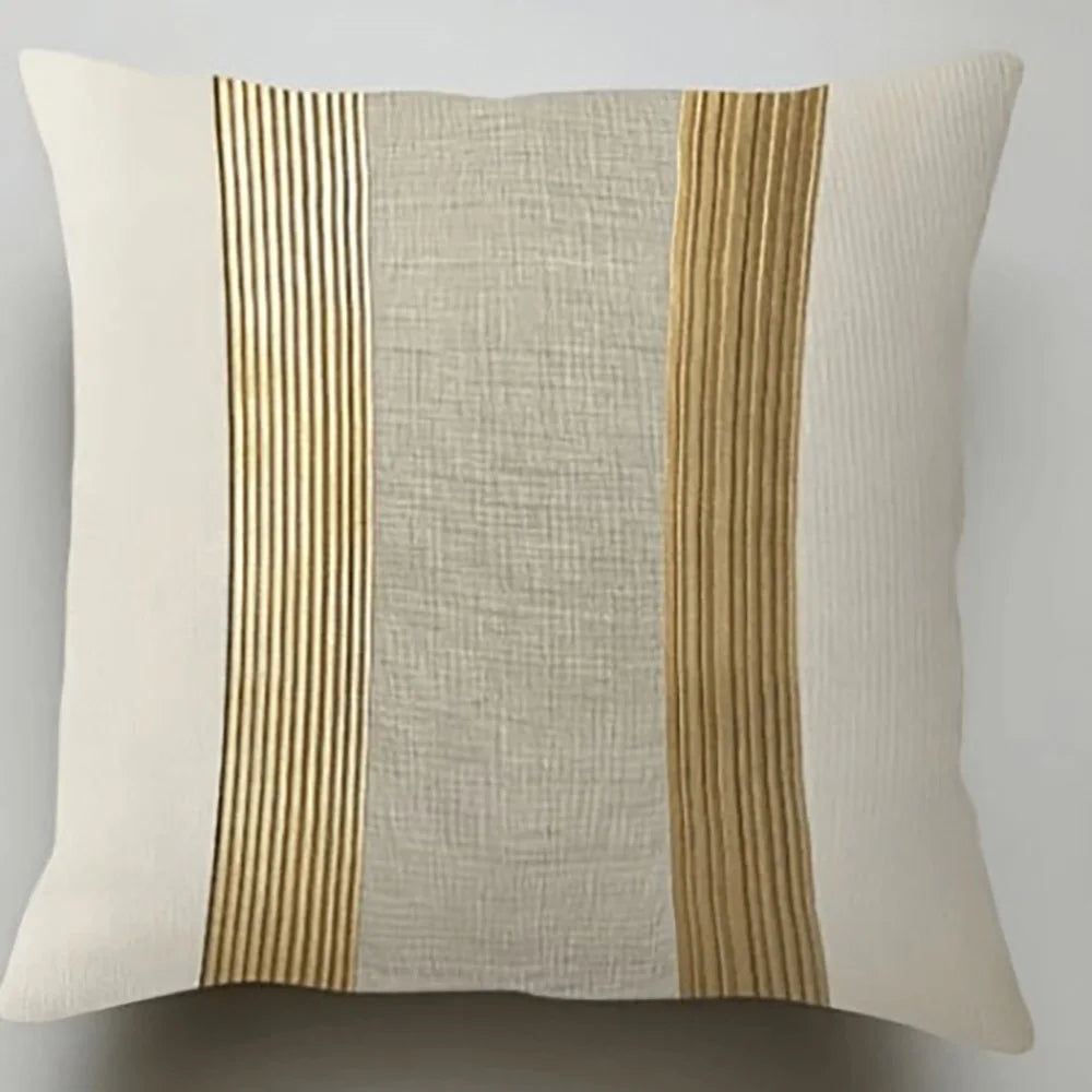 Gold & Neutral Striped Pillowcase
