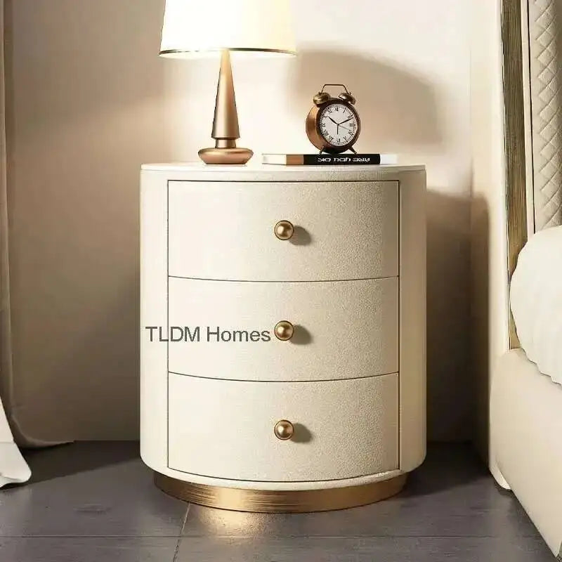 Luxury Solid Wood Round Bedside Table