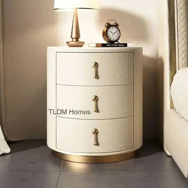 Luxury Solid Wood Round Bedside Table