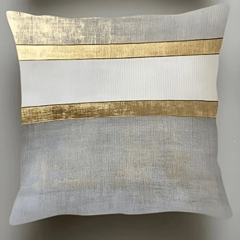 Gold & Neutral Striped Pillowcase