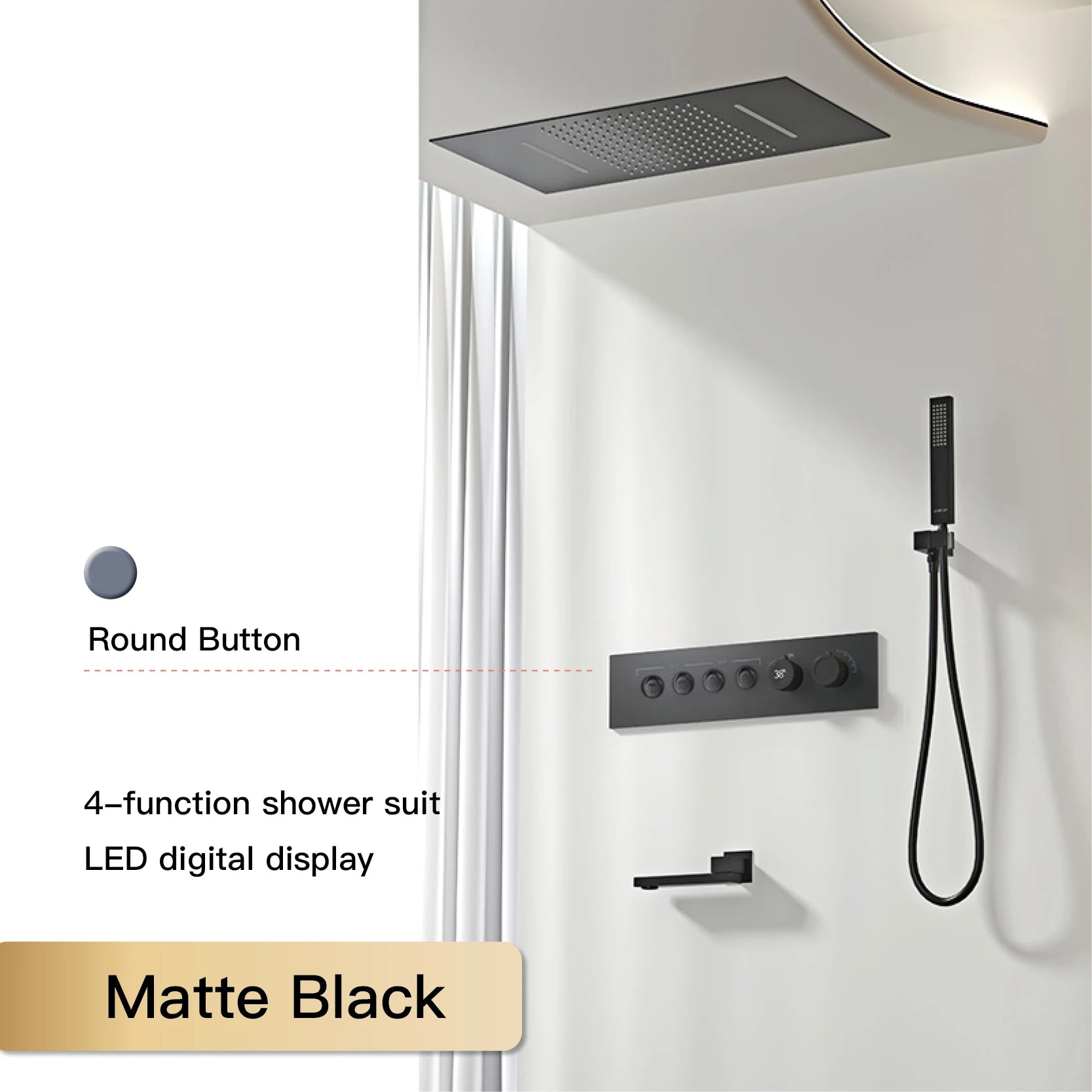 Luxury Black Brass Shower System