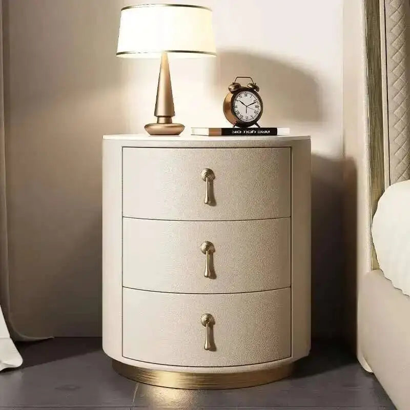 Luxury Solid Wood Round Bedside Table