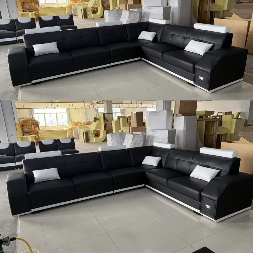 Luxury Leather Recliner L-Sectional Sofa