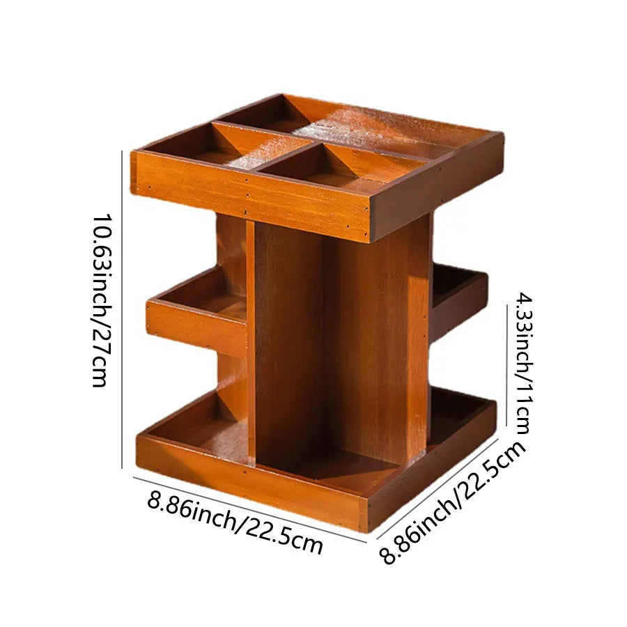 Wooden Rotating Cosmetics Storage Rack