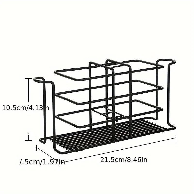 Drill-Free Iron Toothbrush Holder with Cup Rack