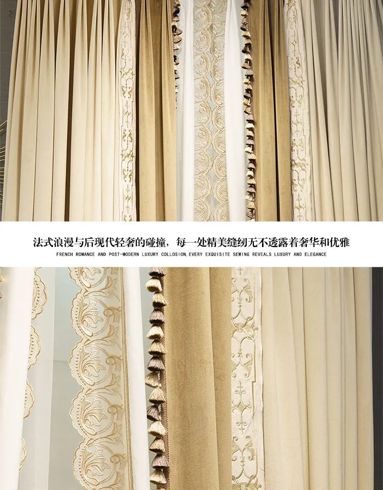 Luxury European Velvet Embroidered Blackout Curtains