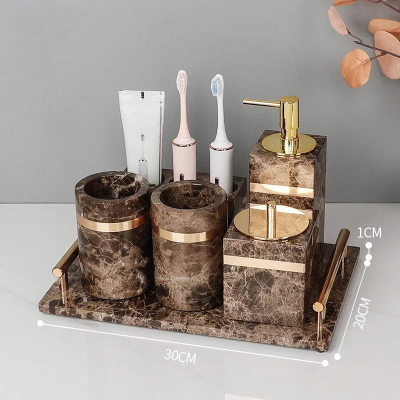 Emperador Dark Marble Bathroom Set