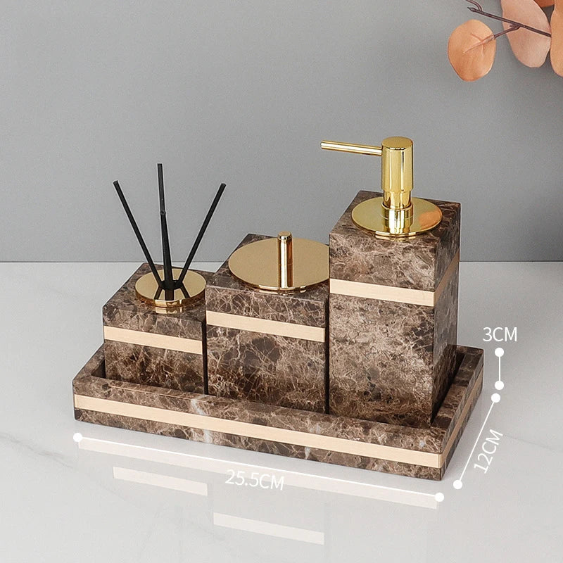 Emperador Dark Marble Bathroom Set
