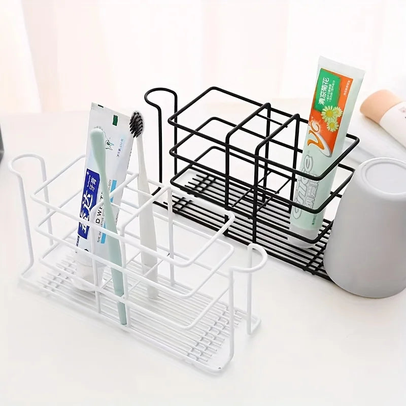 Drill-Free Iron Toothbrush Holder with Cup Rack