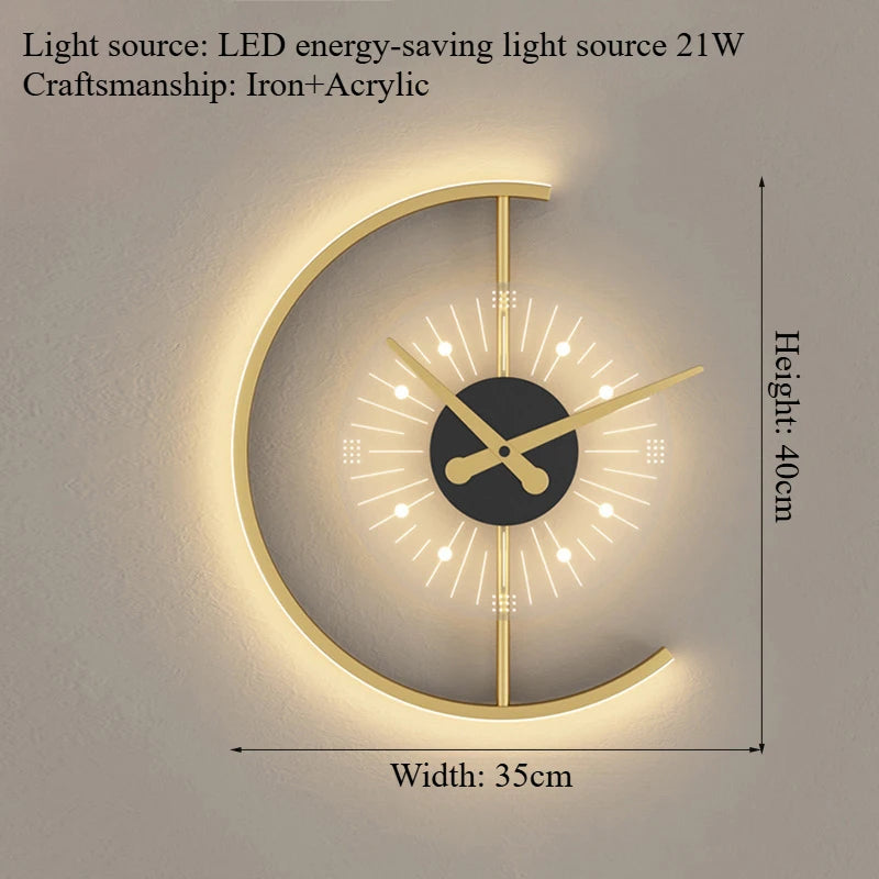 SANDYHA Nordic Clock Wall Lamp