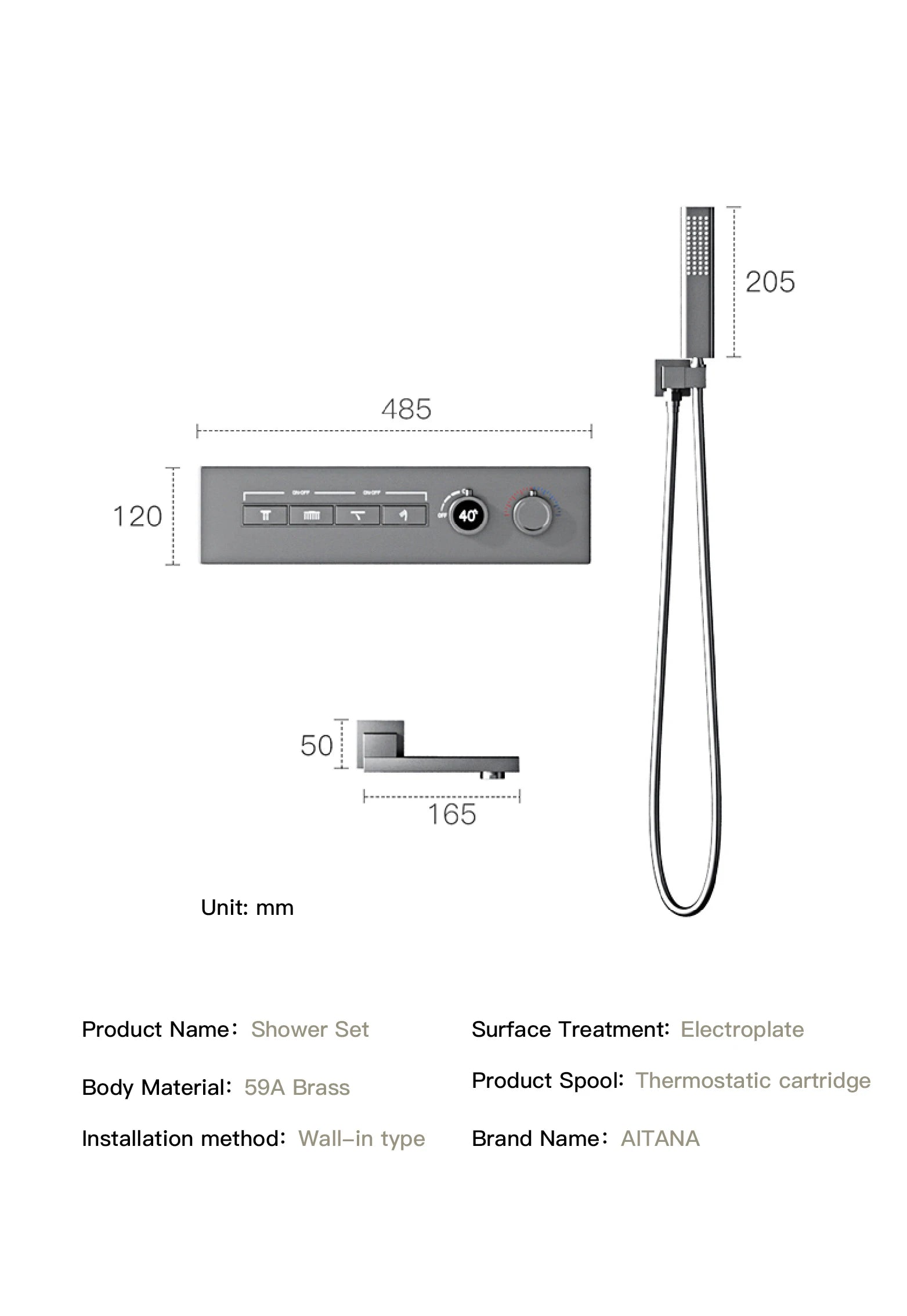 Luxury Black Brass Shower System