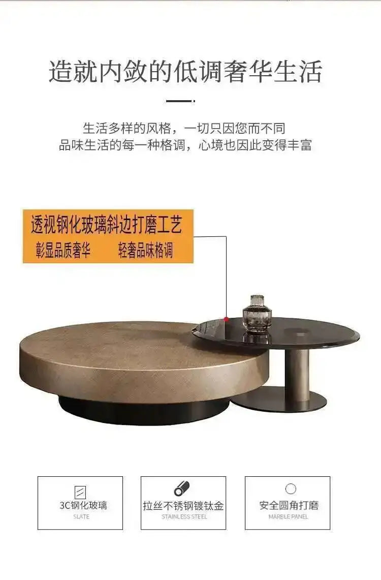 Luxury Round Stainless Steel Coffee Table