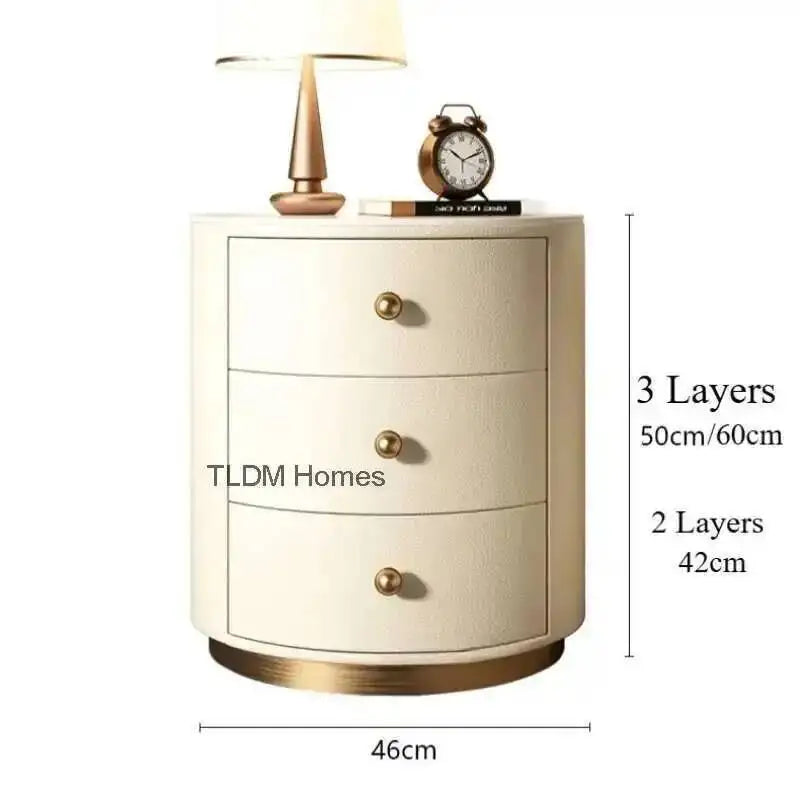 Luxury Solid Wood Round Bedside Table