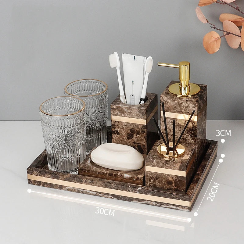 Emperador Dark Marble Bathroom Set
