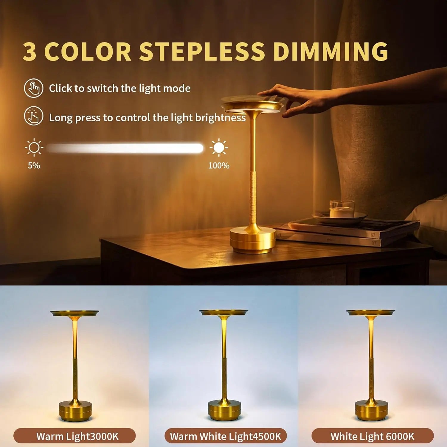 Wireless LED Desk Lamp – Rechargeable & Portable