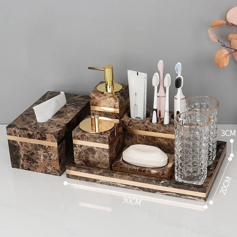 Emperador Dark Marble Bathroom Set