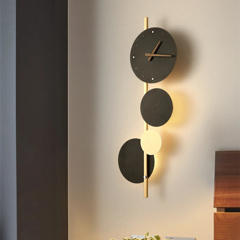 Nordic LED Clock Wall Light