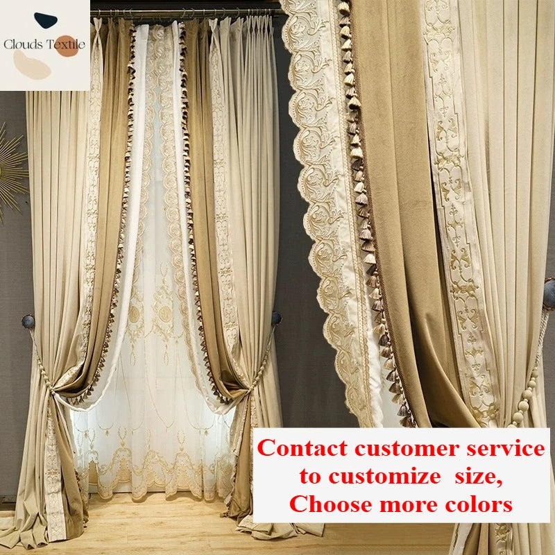Luxury European Velvet Embroidered Blackout Curtains