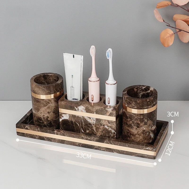 Emperador Dark Marble Bathroom Set